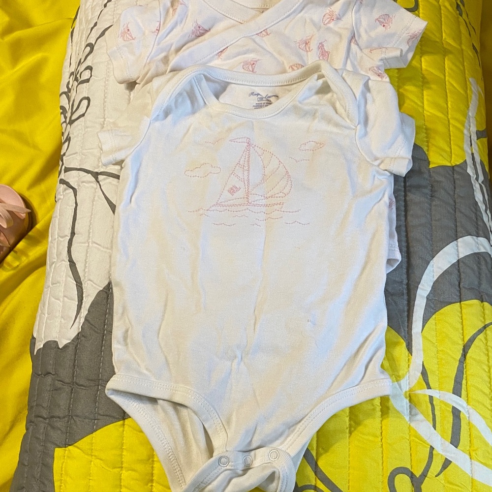 Ralph Lauren White Sailboat Print Kids One Piece